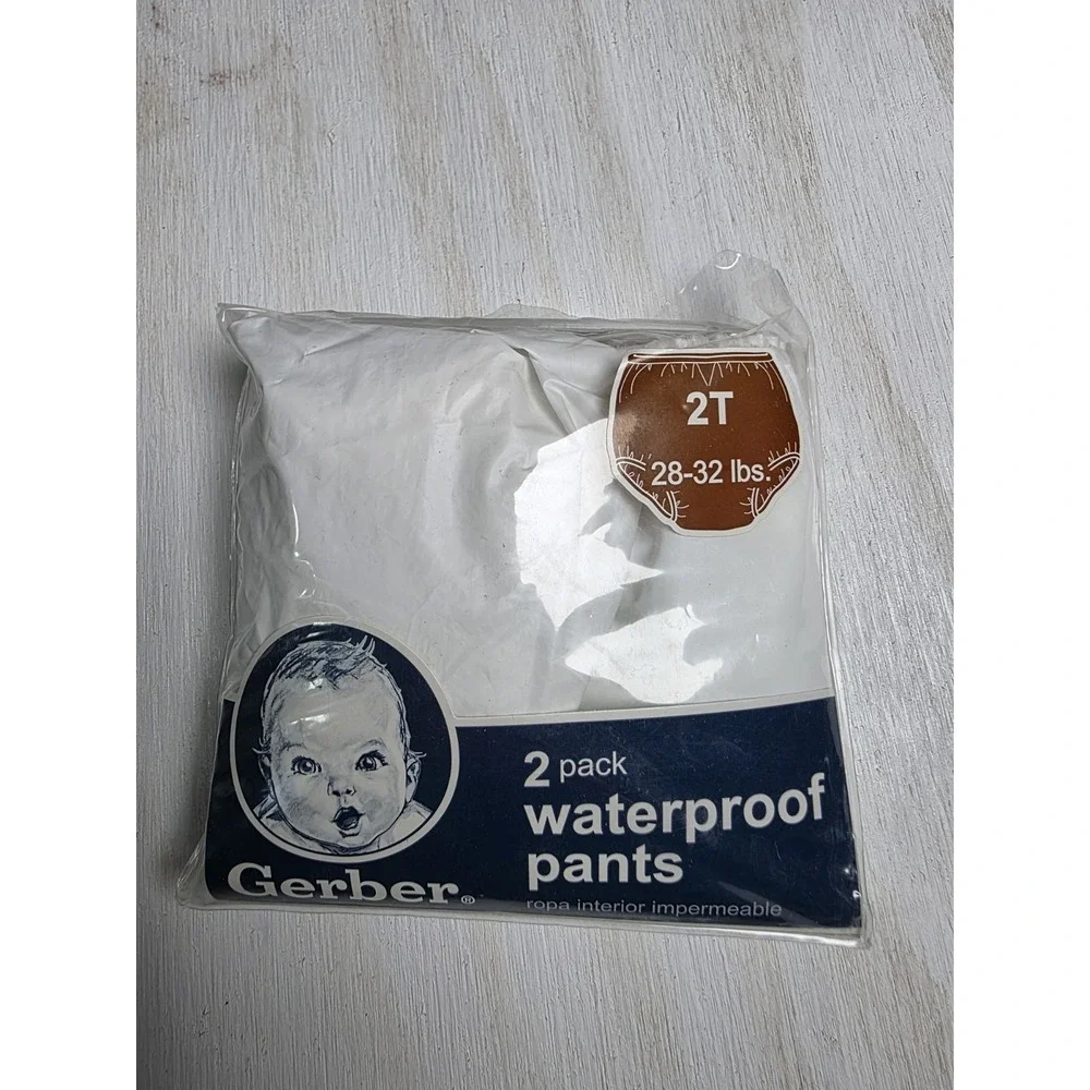 Vintage 2 Pack Gerber Sz 2T 28-32 lbs Waterproof Pants Baby Diaper Covers NEW